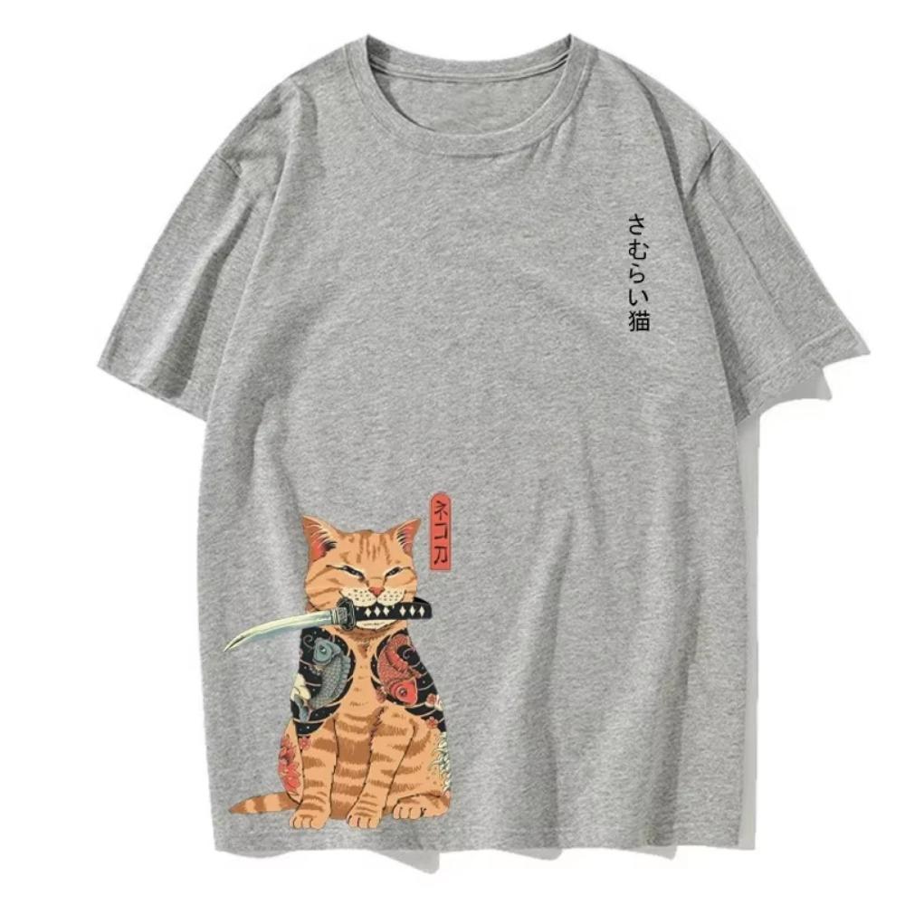 Animal Cat Print Men's T-Shirt Harajuku Cute Loose Short Sleeve Top Casual Fashion Simple T-Shirt European Size Men's Summer Top