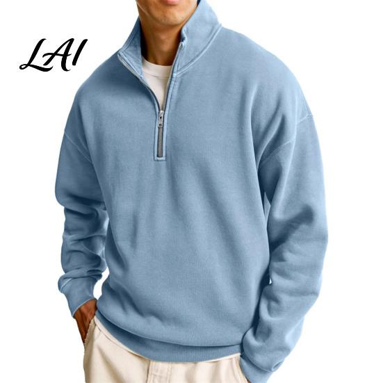 Versatile Outdoor Apparel Men Quarter Zipper Pullover Tops Lightweight Stand Collar Sweatshirt Breathable Long Sleeve Casual Athletic Sporty
