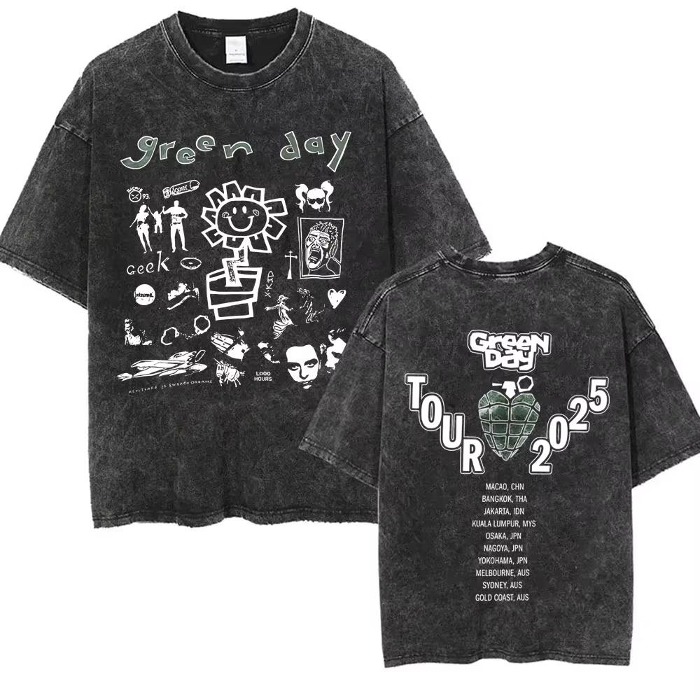 Стирка Винтажные Панк-группа Green Day Kerplunk Графические Футболки Мужские Женские Готический Рок Ретро Футболки Мужские s Оверсайз Футболки