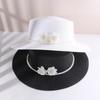 Summer Shade Face Shade Sun Hat Pearl Flower Hepburn Wind Beach Holiday Flat Top Straw Top Hat