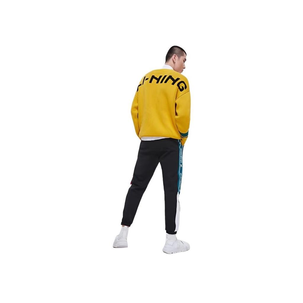 Li Ning X Disney Mickey свободный крой круглый вырез свитер мужской свитер желтый AMBP005-2