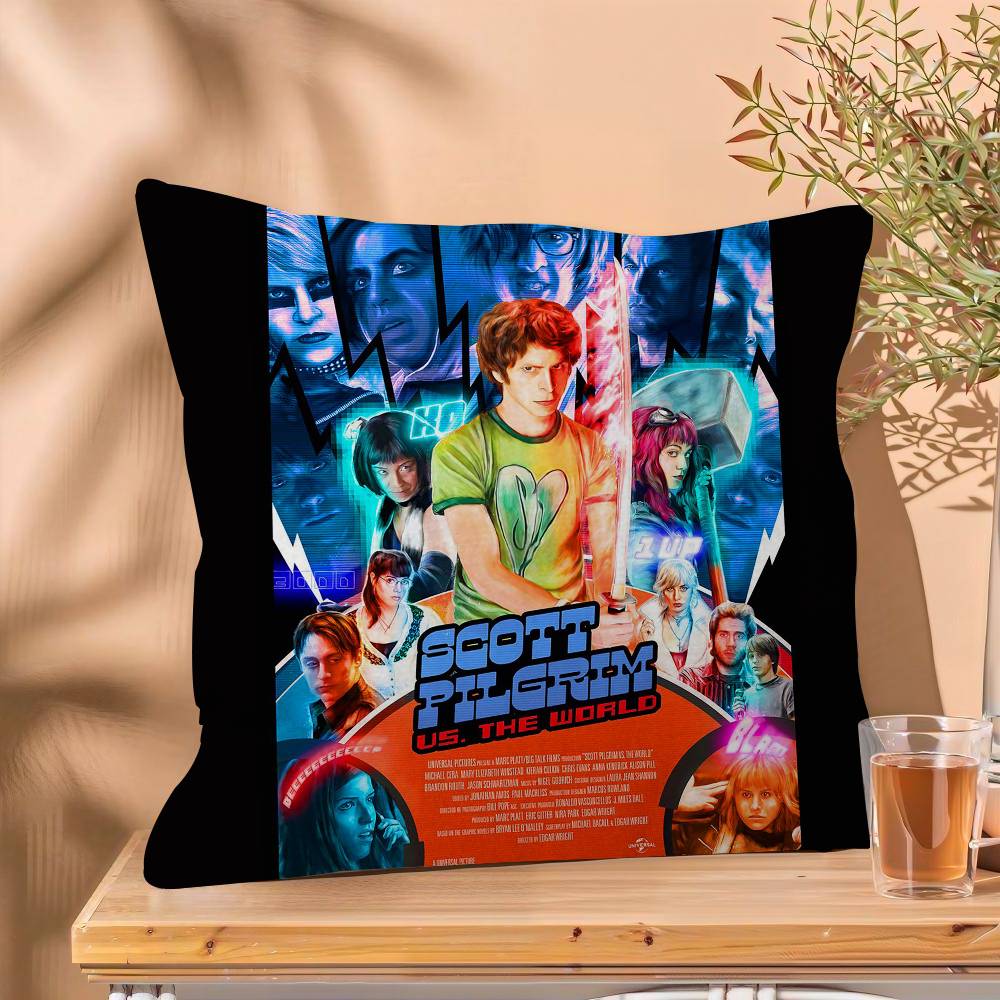 Vintage Movie Scott Pilgrim VS The World Pillow Covers Sofa Decorative Home Doublesided Printing Short Plush Cute Cushion Cover