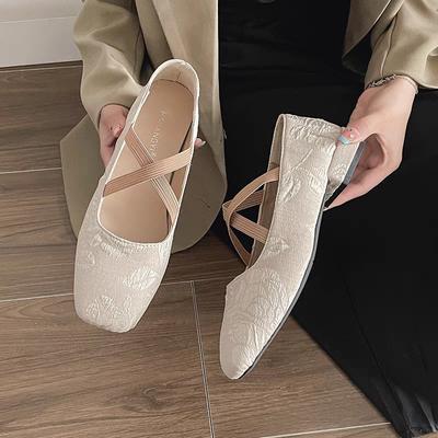 2024 Новые Весна Лето Плоские Печати Балетки Женские Туфли Ретро Атласные Туфли Мэри Джейн Балетки Женские Zapatos Mujer