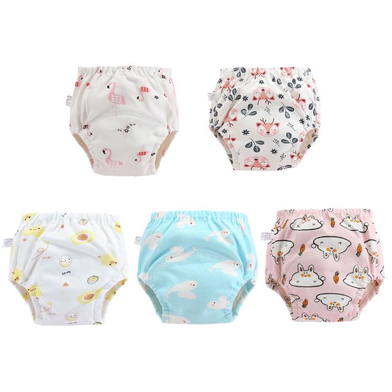 5PC Cartoon Printed Breathable Baby Reusable Diaper for Bedroom Nappy Shorts Training Pants