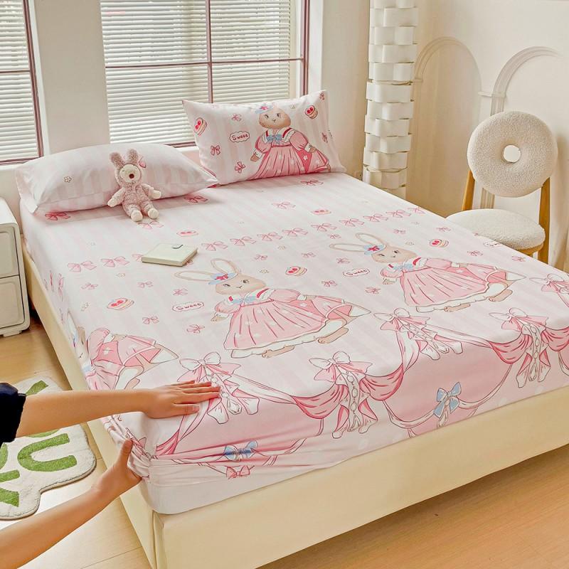 Floral Style Bedsheets Printed Fitted Sheet Breathable Mattress Protector Soft Bed Linen Home Sheets Couvre Lit (No Pillowcase)