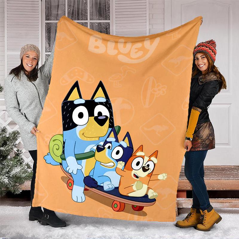 Bluey Theme Printed Blanket Perfect For Couch Bed Travel Outdoor Use Machine Washable Cozy Durable