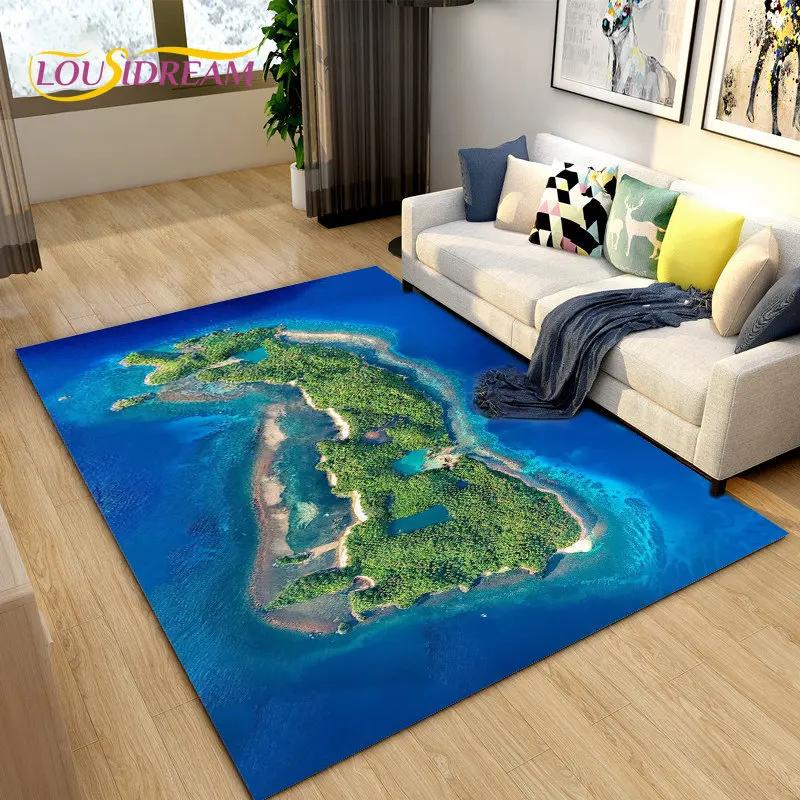 3D коврик с океаном, морской водой, пляжем, водным пейзажем, коврик для гостиной, спальни, дивана, коврик для двери, детский нескользящий напольный коврик