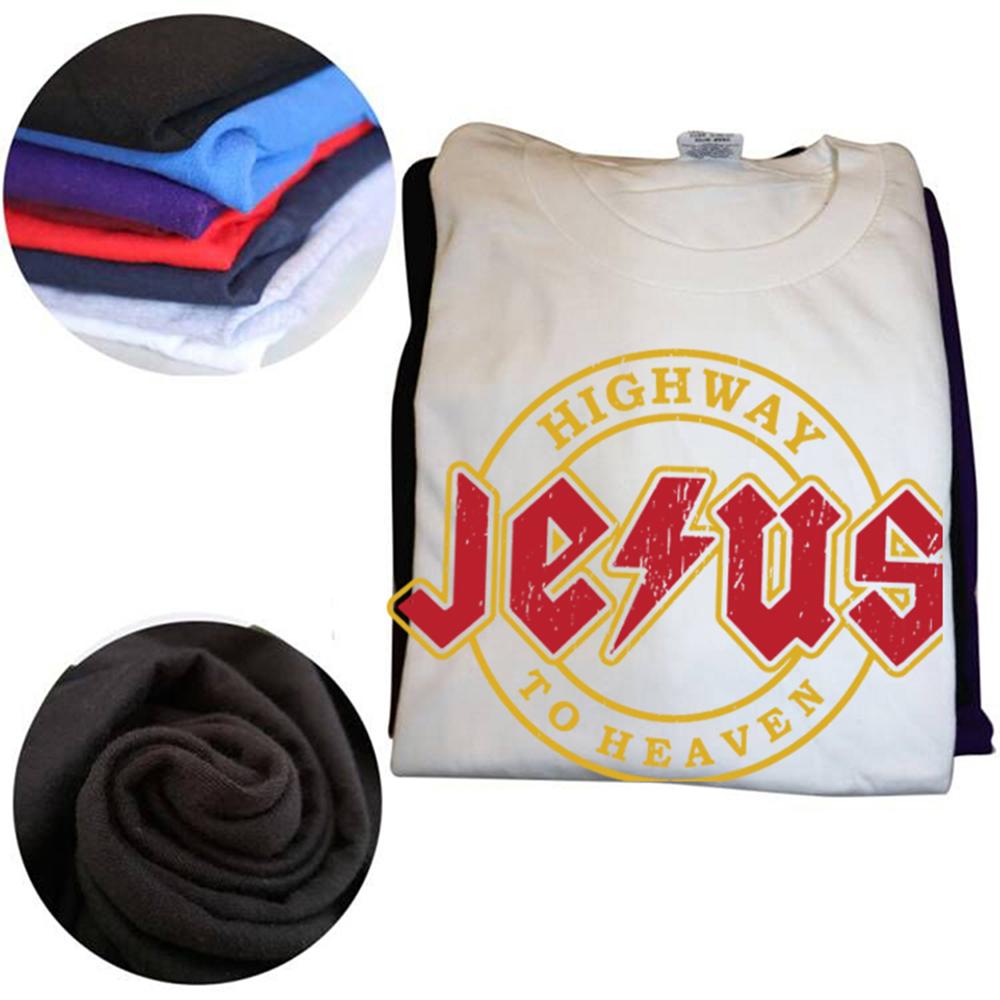 Забавные футболки с графикой Jesus Rocks Highway To Heaven, футболка, мужская, женская мода, повседневная, оверсайз, 100% хлопок