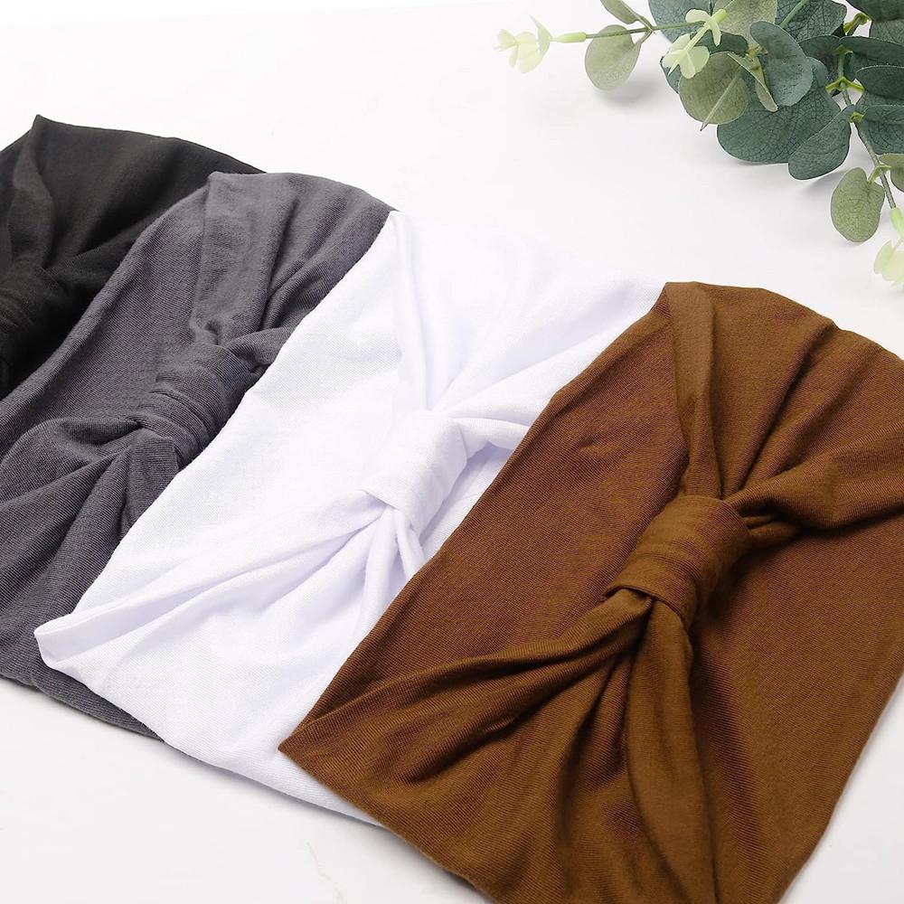 Широкие повязки на голову для женщин Стильные повязки на голову Бохо Повязки для волос Спорт Йога Тюрбан Хлопок Нескользящая бандана Аксессуары для волос