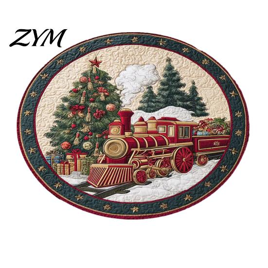 Washable Round Carpet Christmas Rug, 39" Imitation Cashmere Santa Snowflake Pattern, Rug Holiday Area for Home Living Room Bedroom Decor Non Slip