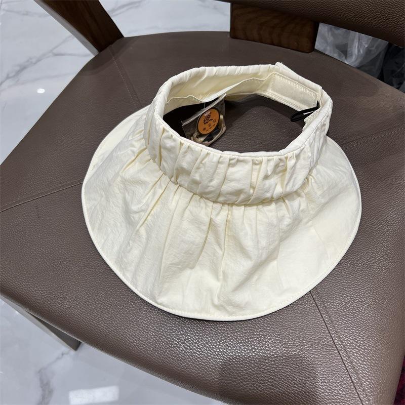Pleated Large Brim UV Sun Protection Empty Top Hat for Women, Summer Outdoor Portable Foldable Sun Protection Sun Hat