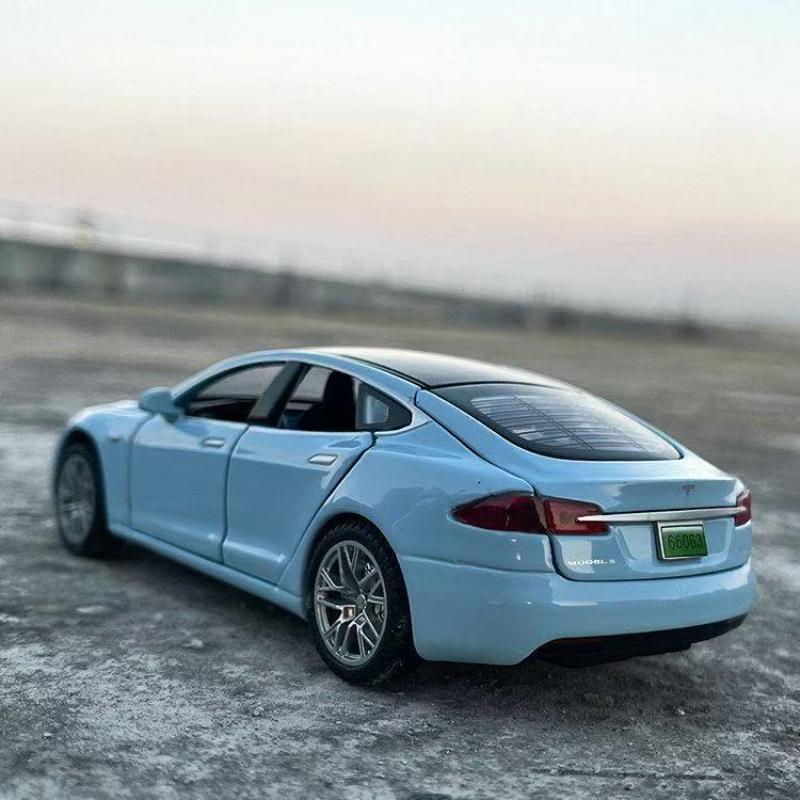 DQMN8 1/32 Tesla Model S 100D SUV Toy Car Model Diecast Alloy Metal Miniature Sound & Light Pull Back 1:32 Collection Gift For Boy Kid