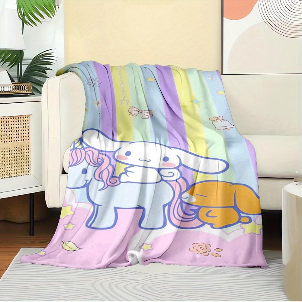 1pc Unicorn, Rabbit, Cinnamon rollDigital Print Flannel Throw Blanket, Super Soft Plush Fleece Bedspread, Multipurpose All-Season Hypoallerg