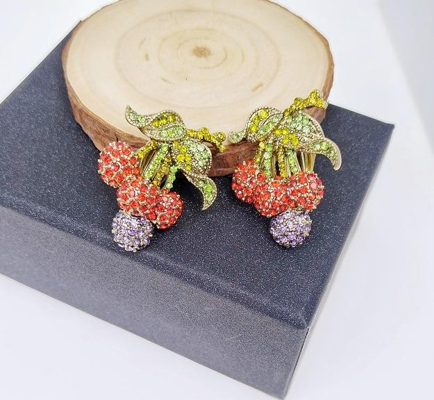 Европейский и американский ретро-стиль, позолоченный, цвет тропических фруктов, прозрачный набор ожерелья и серег