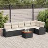 Garden Sofa Set with Storage 7 pcs Black and Cream Poly Rattan