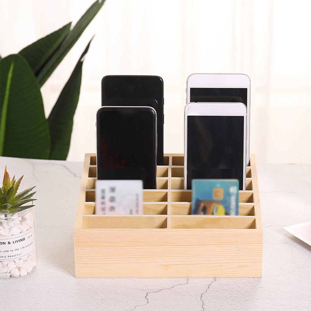 Wooden Storage Box - Clear Texture Large Capacity Easy To Stable And Thick Mobile Phone Organizer Cells 24 Easy To Take