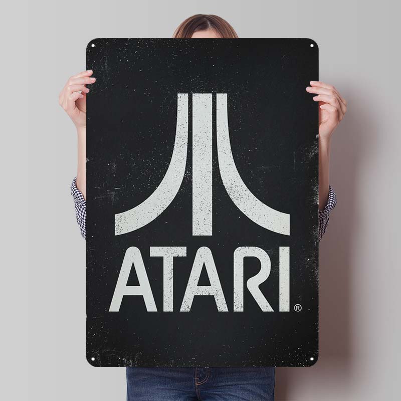 A-Atari Posters Classic Game Metal Signs Wall Decor Custom Tinplate Plaques for Gamers Gaming Room Decoration Art Mural Man Cave