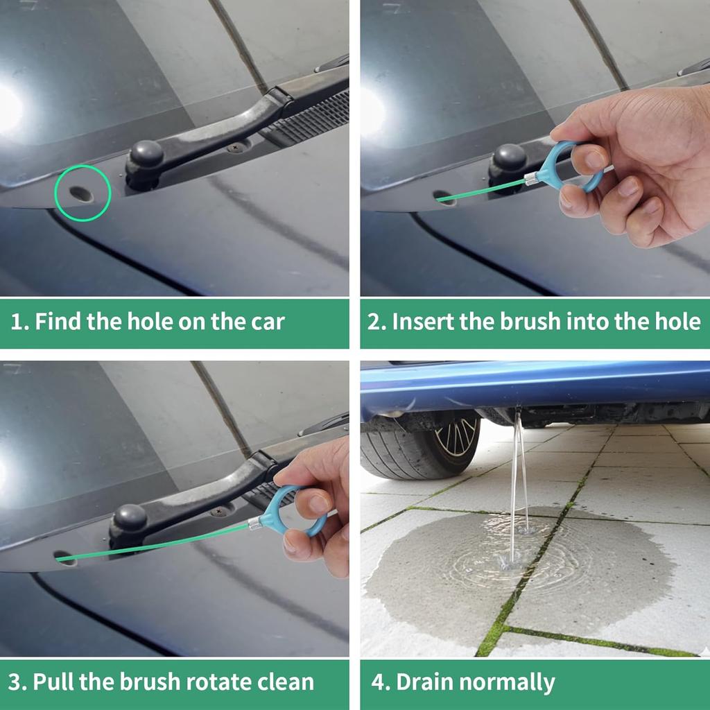 3 pcs Auto Sunroof Drain Cleaning Tool, 120 Inch Long Flexible Tube Cleaning Brush, Drain Brush Pipe Cleaners for Car Sunroof Windshield Wiper Drain