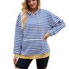 Striped Contrast Color Casual Hooded Loose Pocket Hoodies Women Pullovers