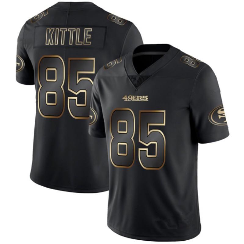 Mens NFL Team Football Jersey Cotton Blend Plain Design Raiders Saints Cowboys Eagles Panthers 49ers Black Gold Edition