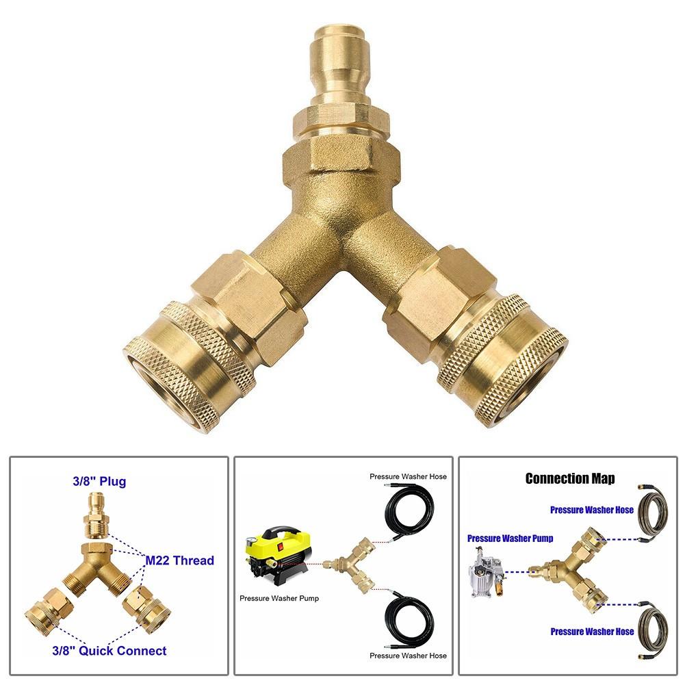 Тройник для мойки высокого давления 3/8, разветвитель, быстроразъемное соединение