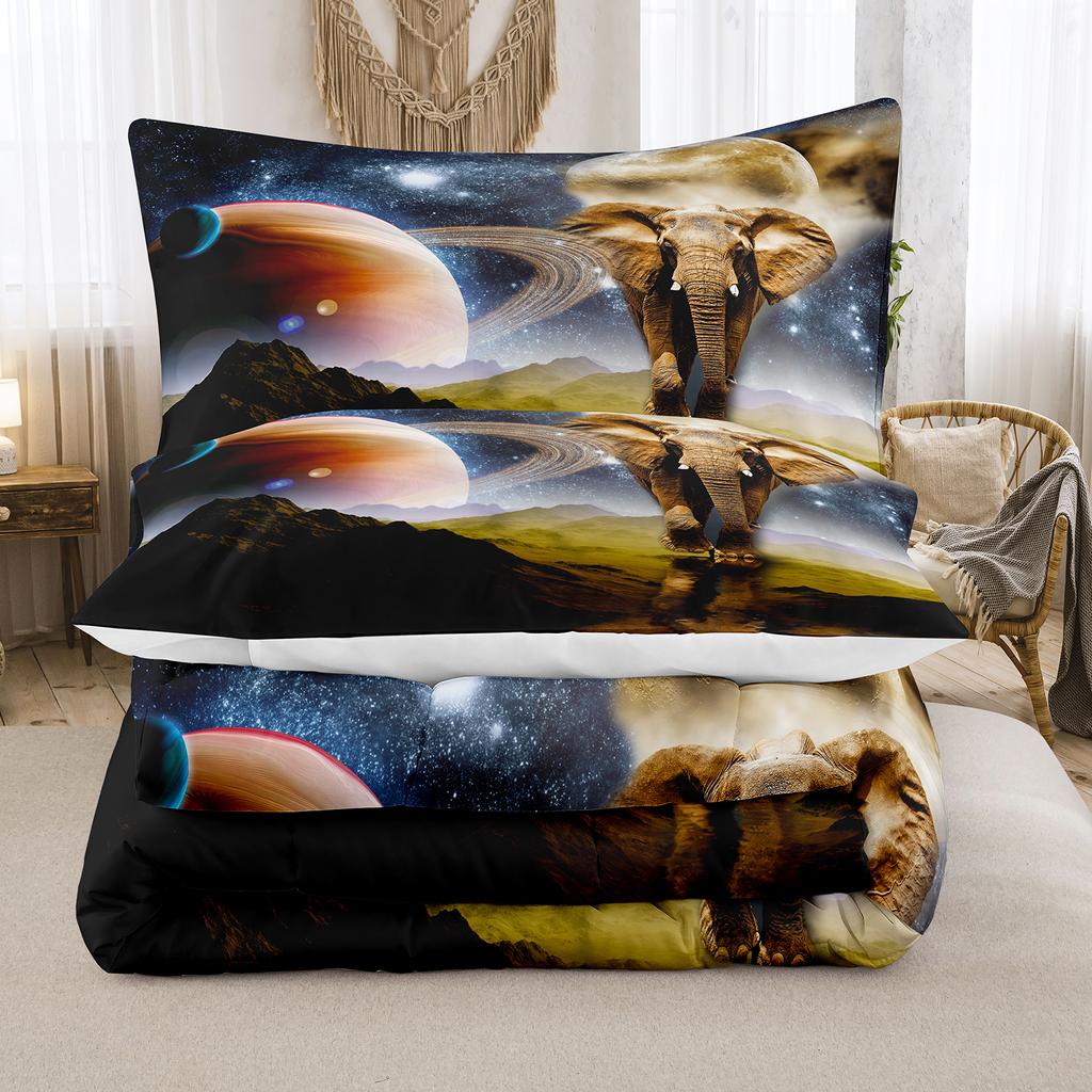 Комплект постельного белья размера Queen с темой диких животных, Односпальный комплект постельного белья с пододеяльником с изображением слона для детей, подростков, мальчиков, Удобный двуспальный/королевский пододеяльник