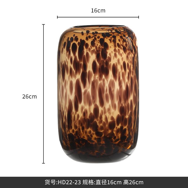 Amber Leopard Glass Vase Home Decor Hydroponic Flower Vase Designer Ornament