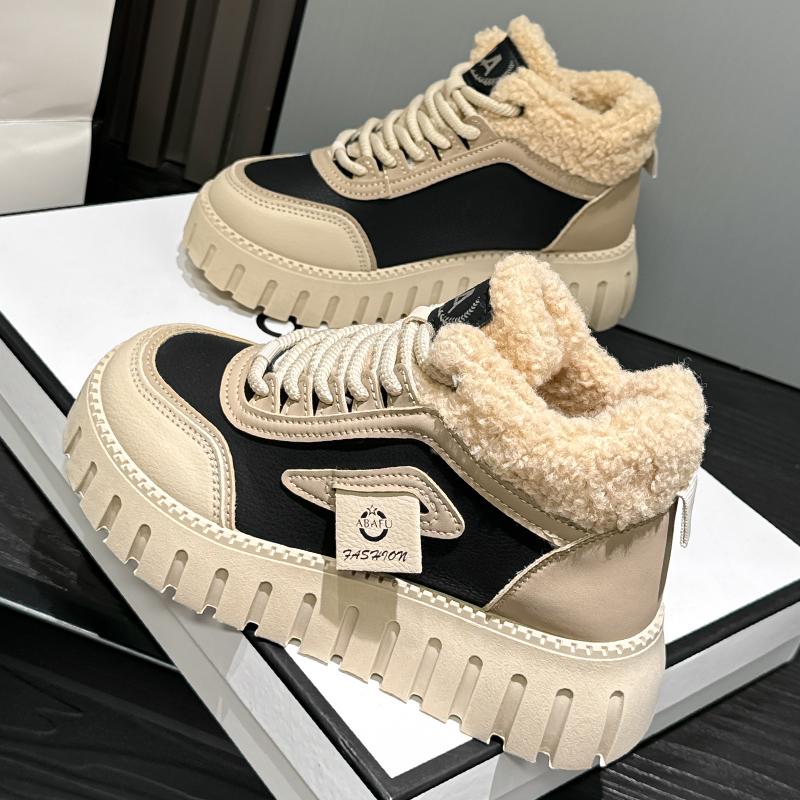 MCTIN Женские ботинки зимние на толстой подошве из флиса теплые туфли модные и удобные повседневные кроссовки