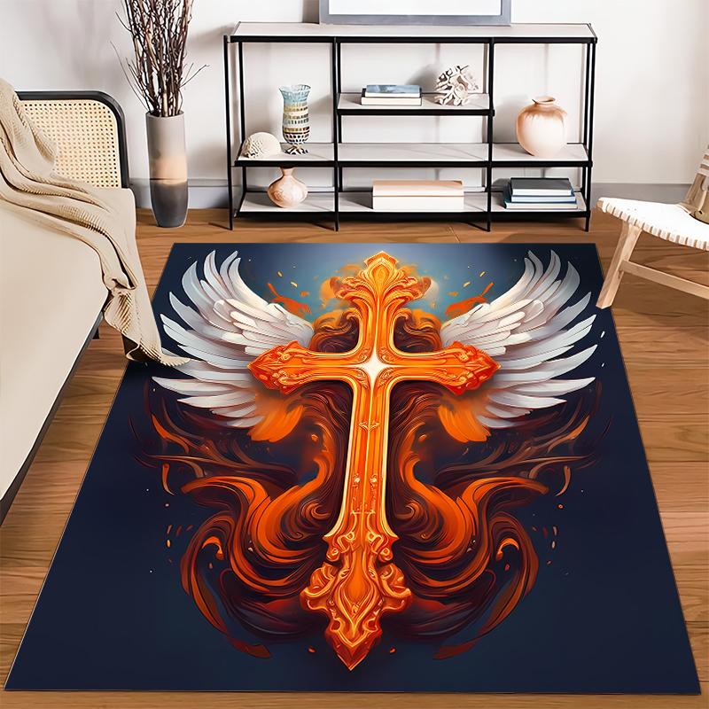 Castle, wizard, warrior pattern printed flannel non-slip rug, suitable for rooms, living room, home decor
