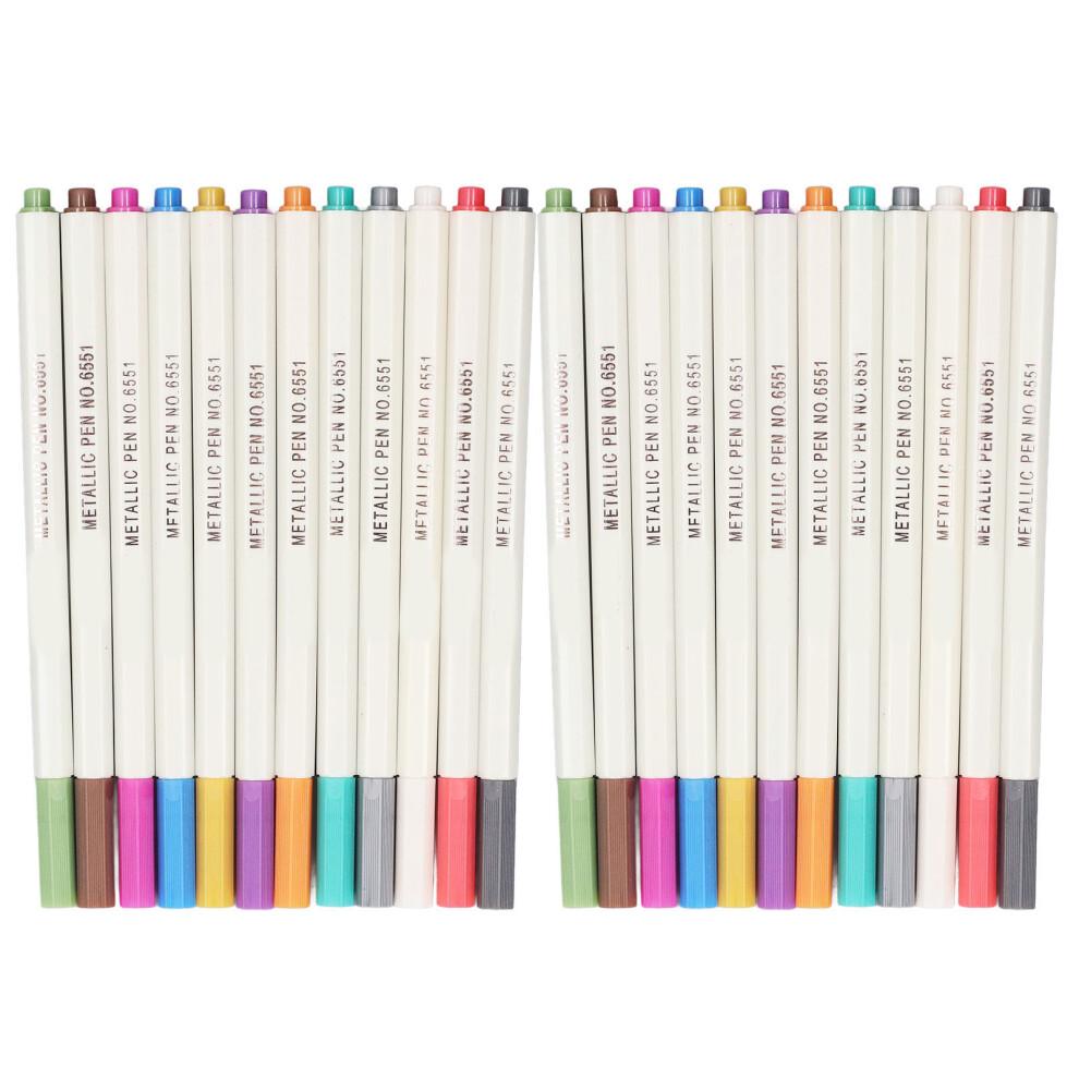24Pcs Metallic Marker Pens 24 Colors for Art, Scrapbooking, Crafting