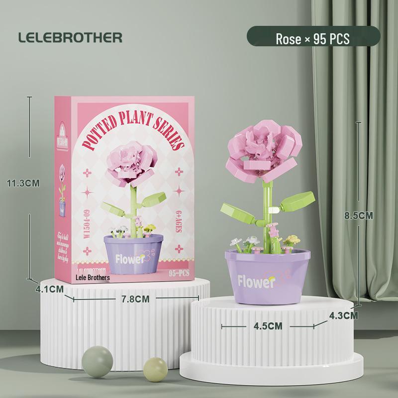 Игрушка-конструктор Lele Brothers Цветочная корзина с суккулентами - Подарок в горшке для девочек