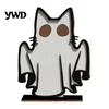 Holiday Photography Props Ghost Cat Ornament, Halloween Wooden Decoration, Spooky Cute Fall Seasonal Table Centerpieces Centerpiece for Home