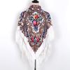 130*130cm Russian National Big Square Scarf for Women Cotton Ethnic Style Print Head Scarves Ladies Retro Fringed Blanket Shawl