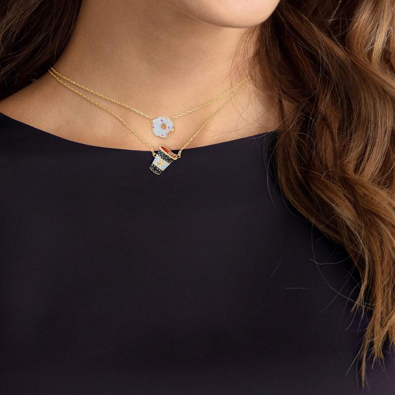 Swarovski Nicest Donut Coffee Pattern Necklace Set Women necklaces Gold 5459142