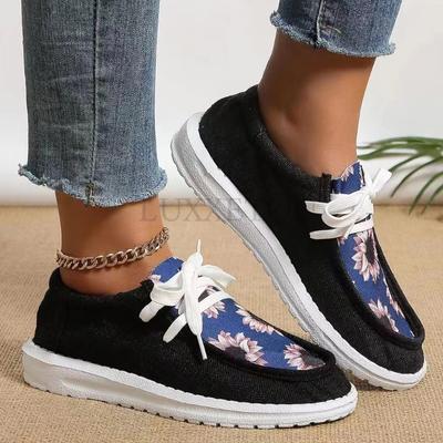 Обувь для женщин Мода Весна и Осень Женская вулканизированная обувь Смешанные цвета Дышащая шнуровка Обувь с круглым носком Женская