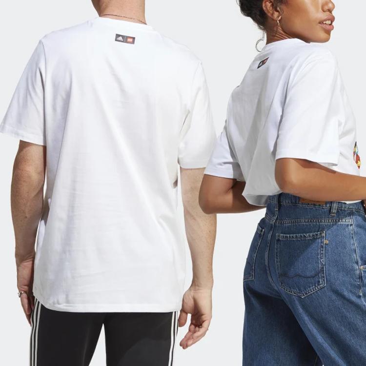 Adidas Letter Logo Crew Neck T-Shirt Unisex Tops White HT5180