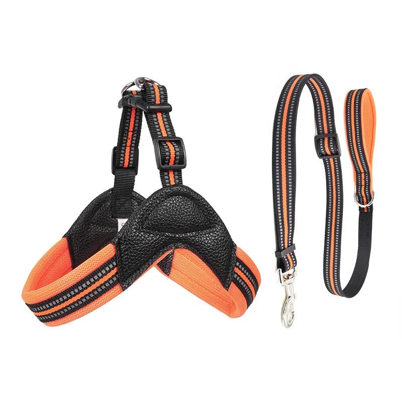 Nylon Breathable Dog Harness Reflective Dog Harness and Leash Set Pet Collar Leash for Dogs Small Medium Large Dog Chest Strap