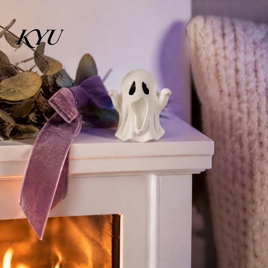 Modern Minimalist Ghost Decor 3D Printed Figurine, Spooky Small Statue, Halloween Personalized Gift Cute Desktop Decoration for Party Tabletop Mantel