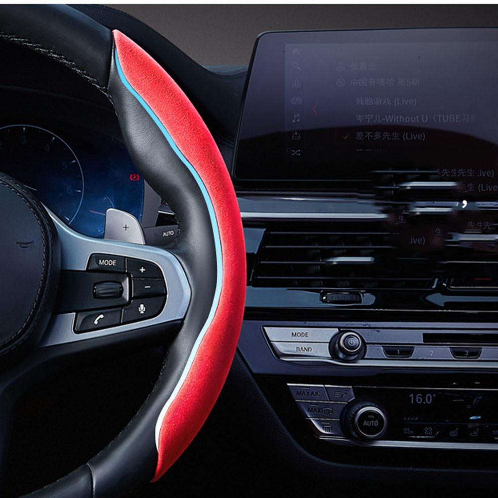 3 шт., замшевый универсальный автомобильный чехол на руль, усилитель, нескользящий, украшение для интерьера, чехол на руль, красный