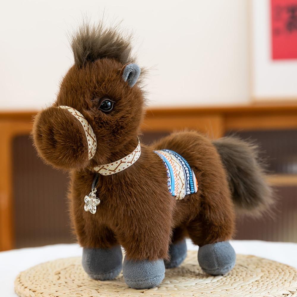 High Quality 23cm Pony Plush Toy Soft Miniature Throw Pillow Doll Realistic Stuffed Horse Zodiac Year of the Horse Gift