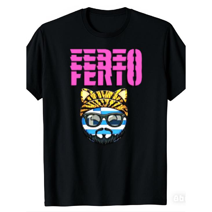 2026 Eurovision Song Contest Fan Support Gifts Funny Ferro Cat Face Argentina Flag T Shirt Black Pink Text And Tiger Hat Design for Casual Wear Gift