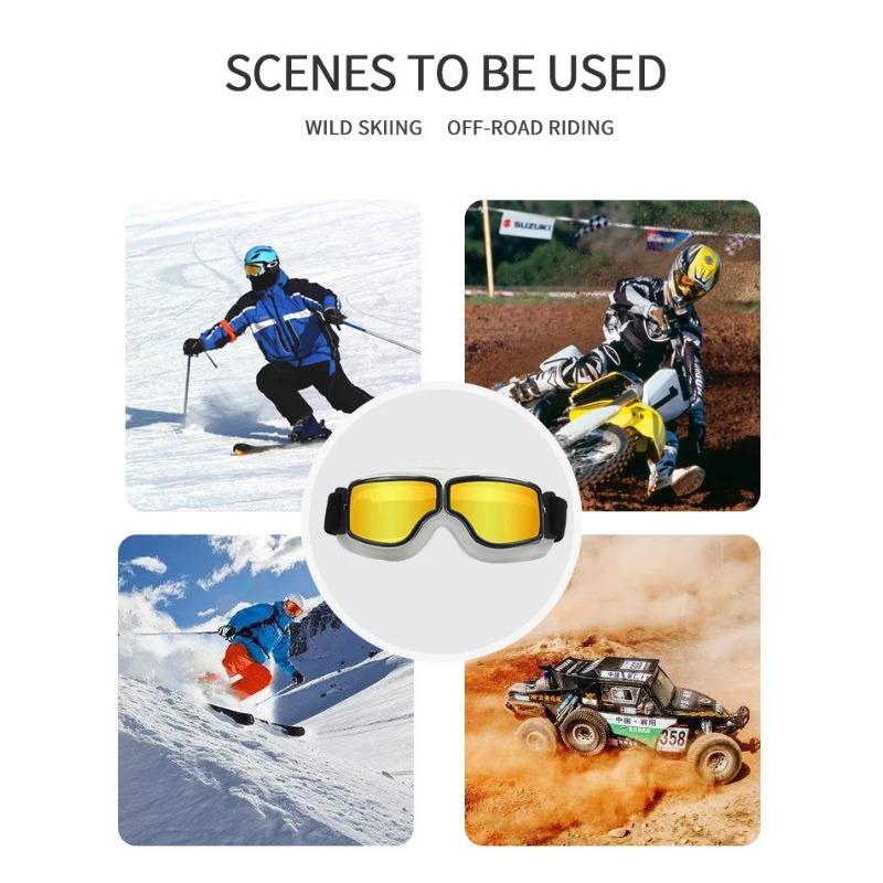 Motorcycle Glasses Windproof Motorcycle Helmet Glasses Sunglasses Retro Universal Folding Leather Retro Motorcycle Accessories