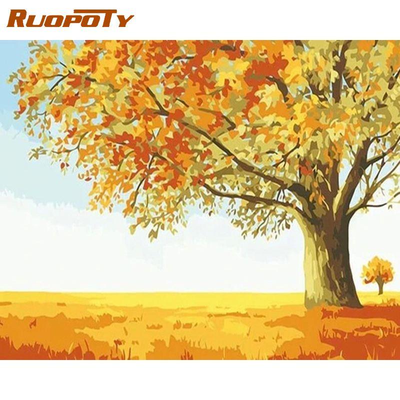 RUOPOTY Безрамная картина «сделай сам» по номерам, акриловая настенная живопись, пейзаж, холст, современная картина маслом 40x50 см