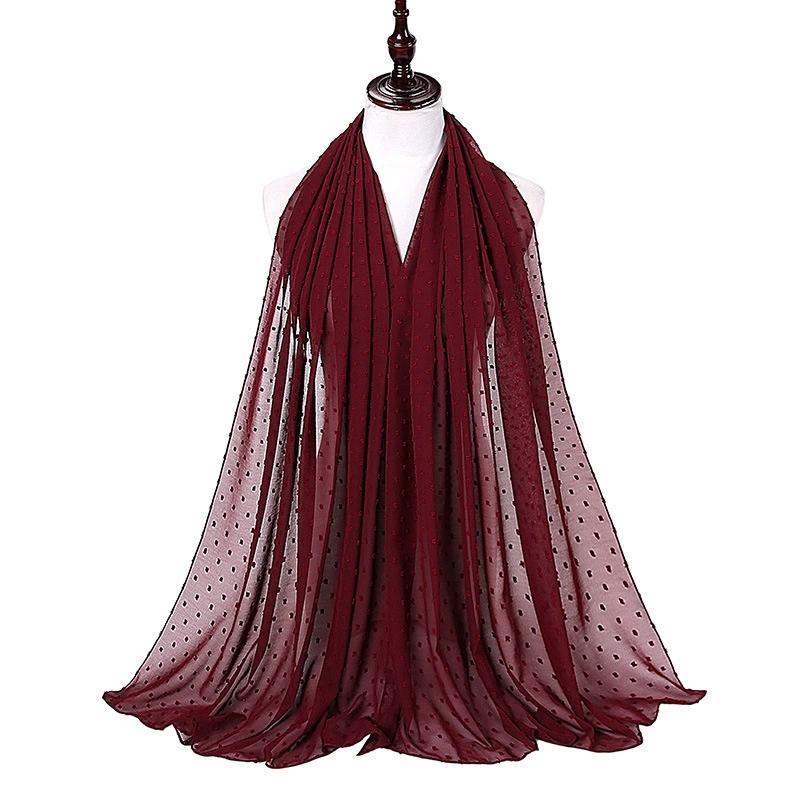 Solid Pearl Chiffon Hijab Scarf Woman Muslim Hijab Shawls Ladyies Ethnic Islamic Turban