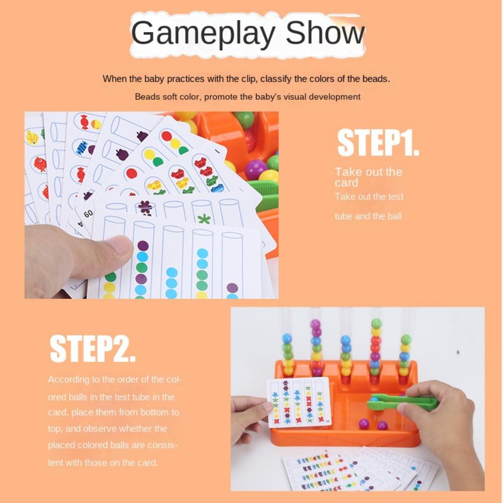 Sensory Rainbow Beads Clip Toy Educational Game Montessori Balls Matching Game  Fine Motor Training