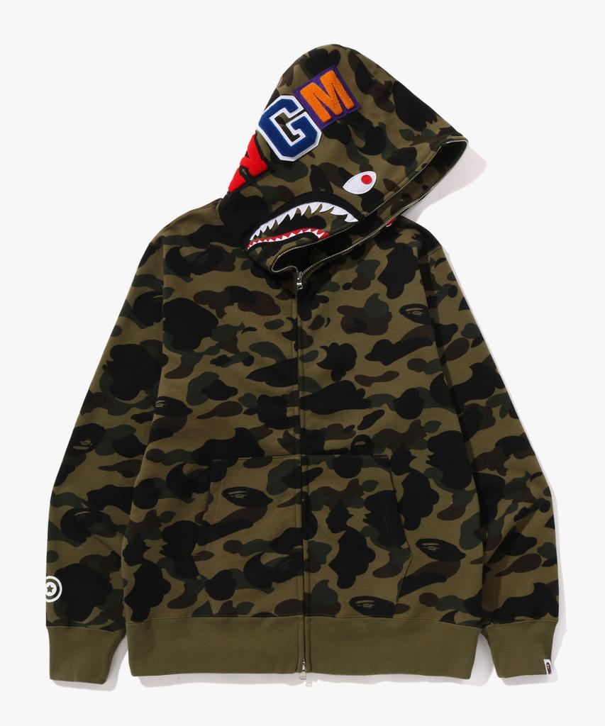 Bape First Camo Shark Full Zip Hood (M) Green