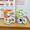 Милая рельефная кружка с щенком, большая керамическая чашка, парная, для дома, для воды, офисная, для кофе, для завтрака