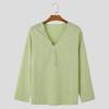 INCERUN Men Spring V Neck Long Sleeve Shirts Casual Loose Tops