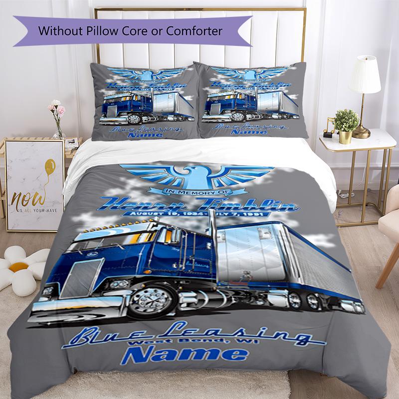 Truck Racing5 Customize your name Bedding Set Breathable Duvet Cover with Pillowcases Home Decoration Birthday Gift