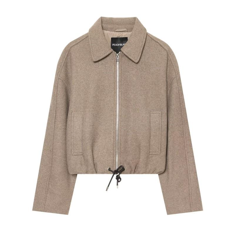 2026 Womens Street Fashion Polo Collar Blended Short Coat W06 61797